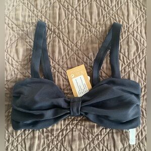 Black Front Knot Balconette Bikini Top in Small